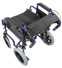 Wózek inwalidzki Deluxe z napędem, stalowy, niebieski