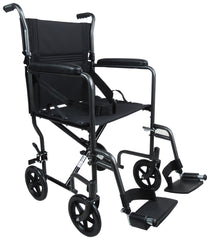 Stalowy kompaktowy transportowy czarny wózek inwalidzki