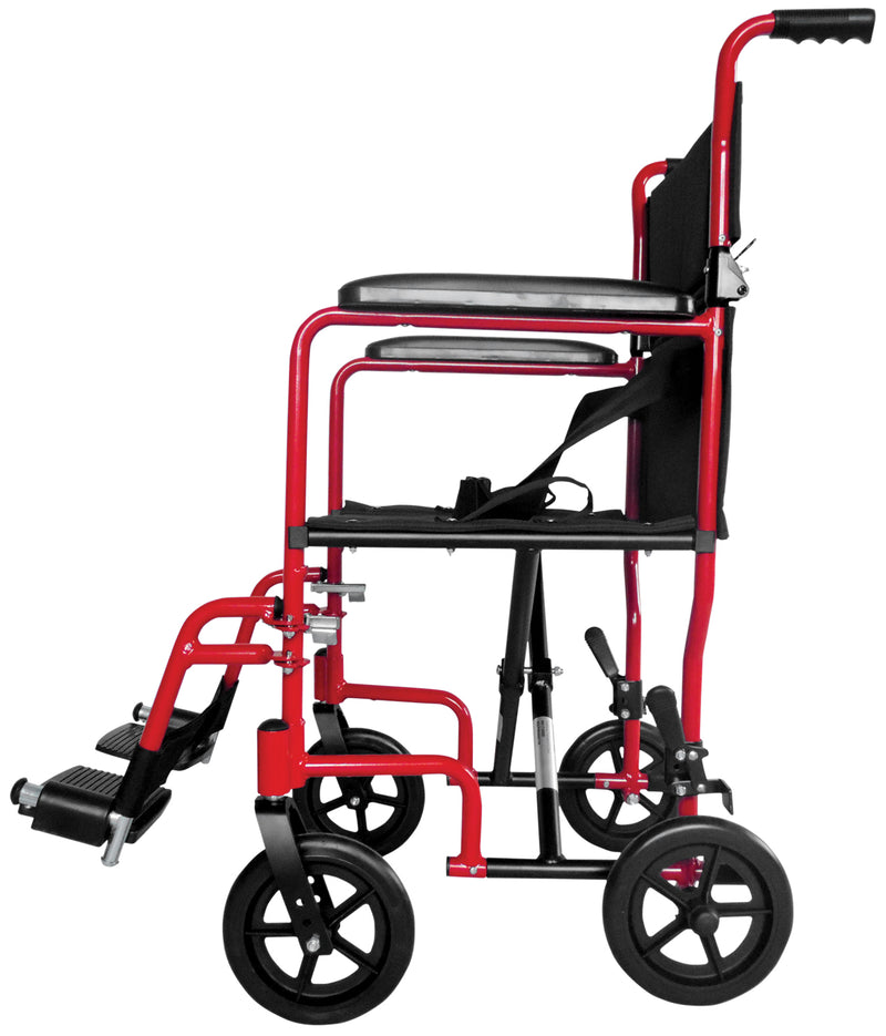 Aluminium Compact Transport Wheelchair Red