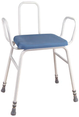 Perching Stool with Arms and Plain Back in Aluminium