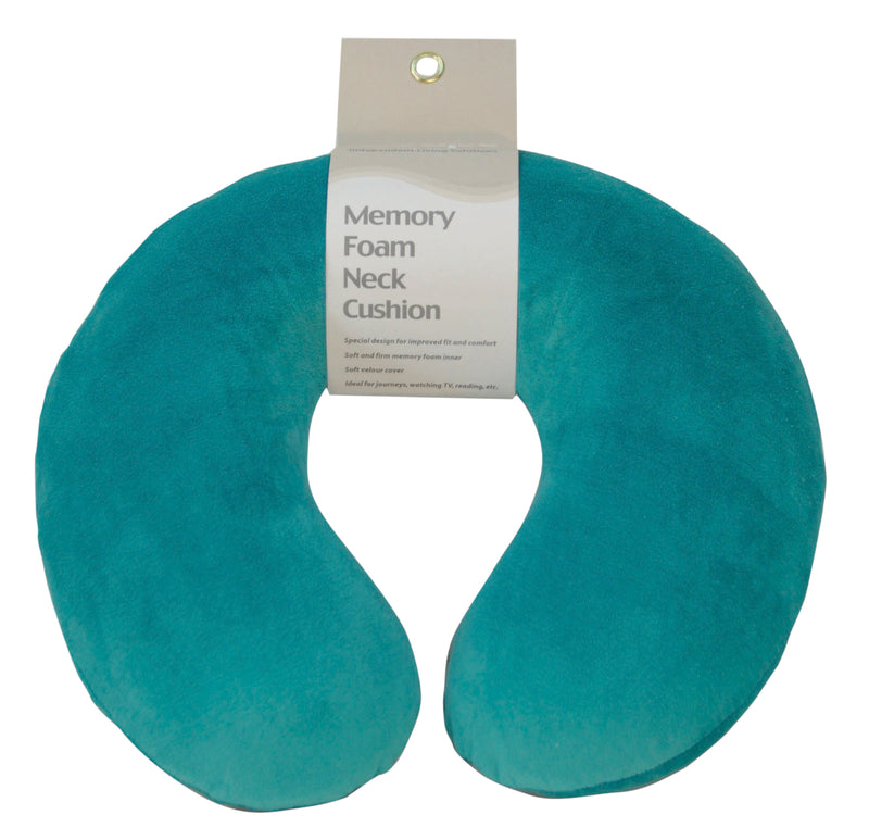 Poduszka na szyję z pianki Memory w kolorze turkusowym