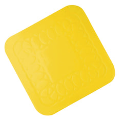 Tenura Anti Slip Silicone Yellow Rubber Square Coaster (Pack of 4)