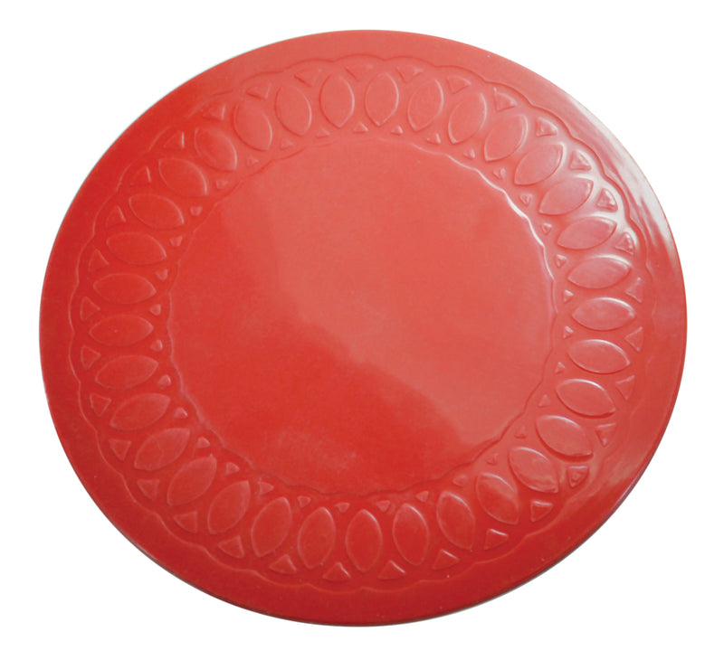 Tenura Silicone Rubber Red Anti Slip Circular Mat/Coaster 14 cm