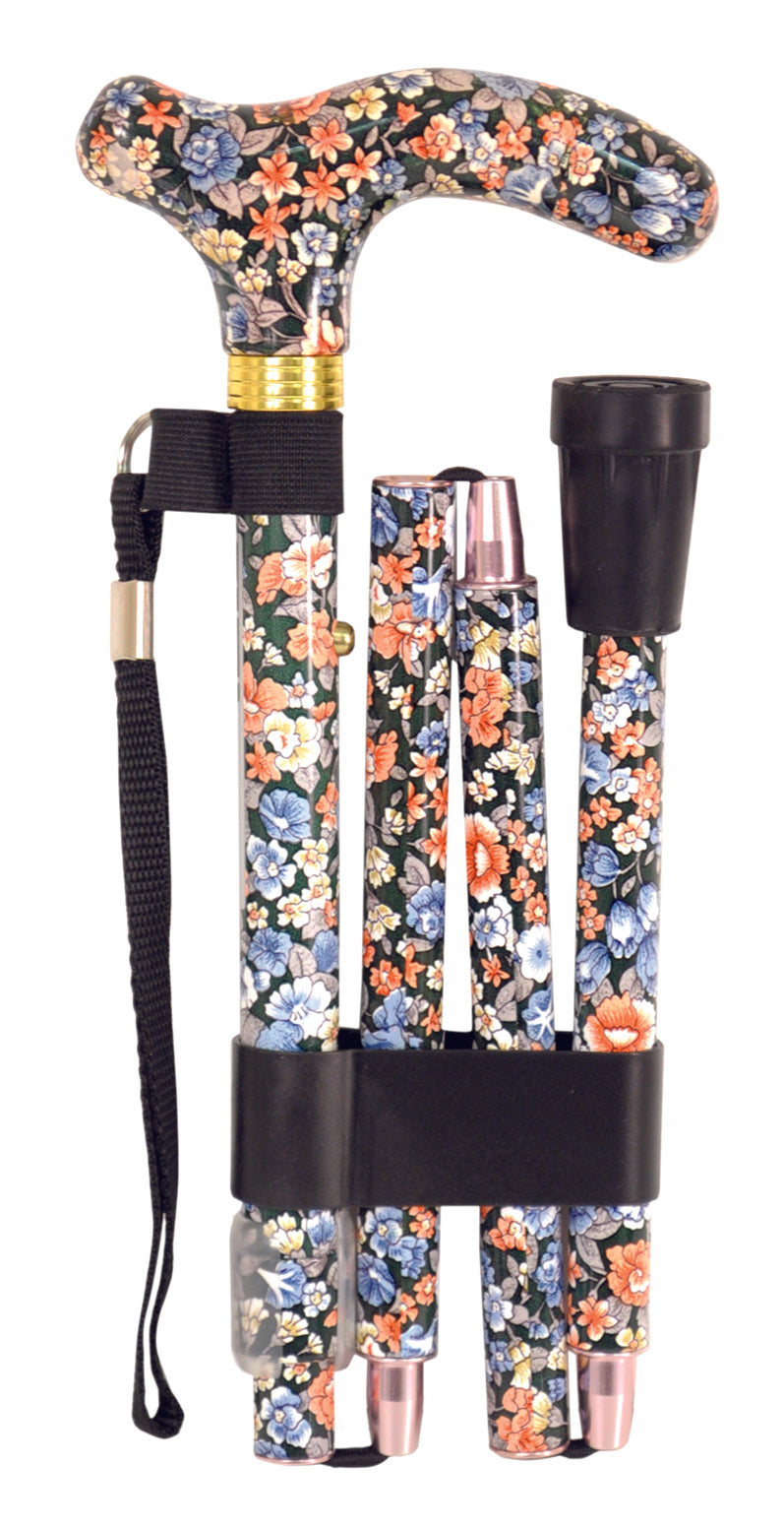 Deluxe Folding Walking Cane Japanese Floral