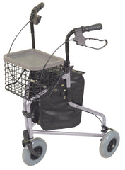Lightweight Tri Walker with Bag and Basket - Silver