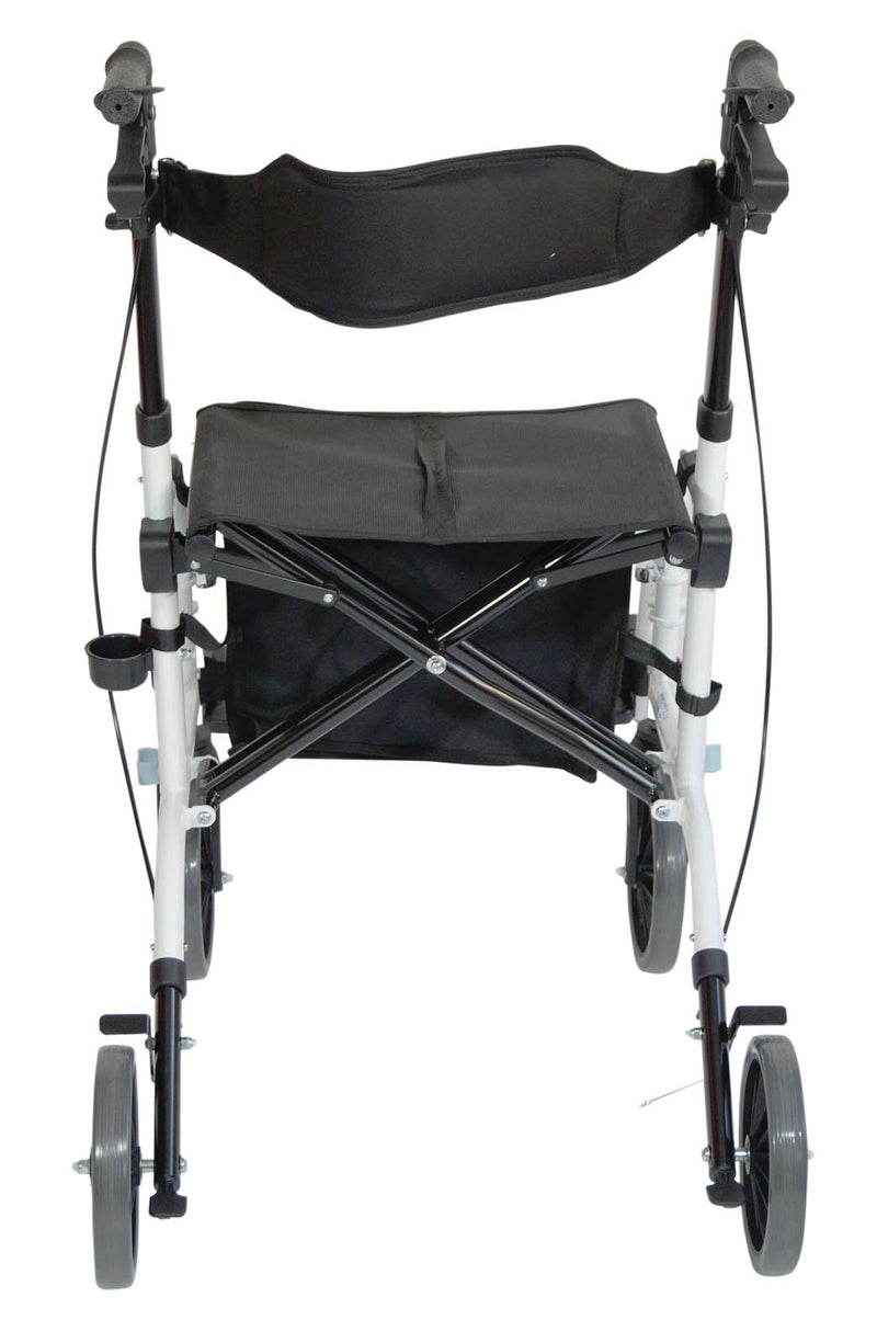 Duo Deluxe White Rollator and Transit Chair in One