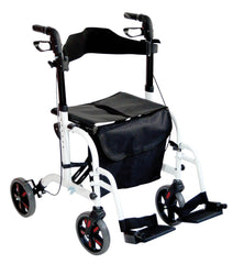 Duo Deluxe White Rollator and Transit Chair in One