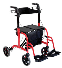 Duo Deluxe Red Rollator and Transit Chair in One